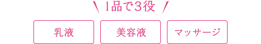 1品で3役 乳液/美容液/マッサージ