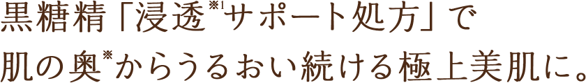 黒糖精「浸透※1サポート処方」で肌の奥※からうるおい続ける極上美肌に。