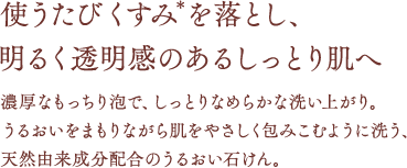 使うたびくすみ＊を落とし、明るく透明感のあるしっとり肌へ