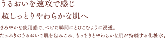 うるおいを速攻で感じ超しっとりやわらかな肌へ