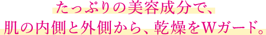 たっぷりの美容成分で、肌の内側と外側から、乾燥をWガード。